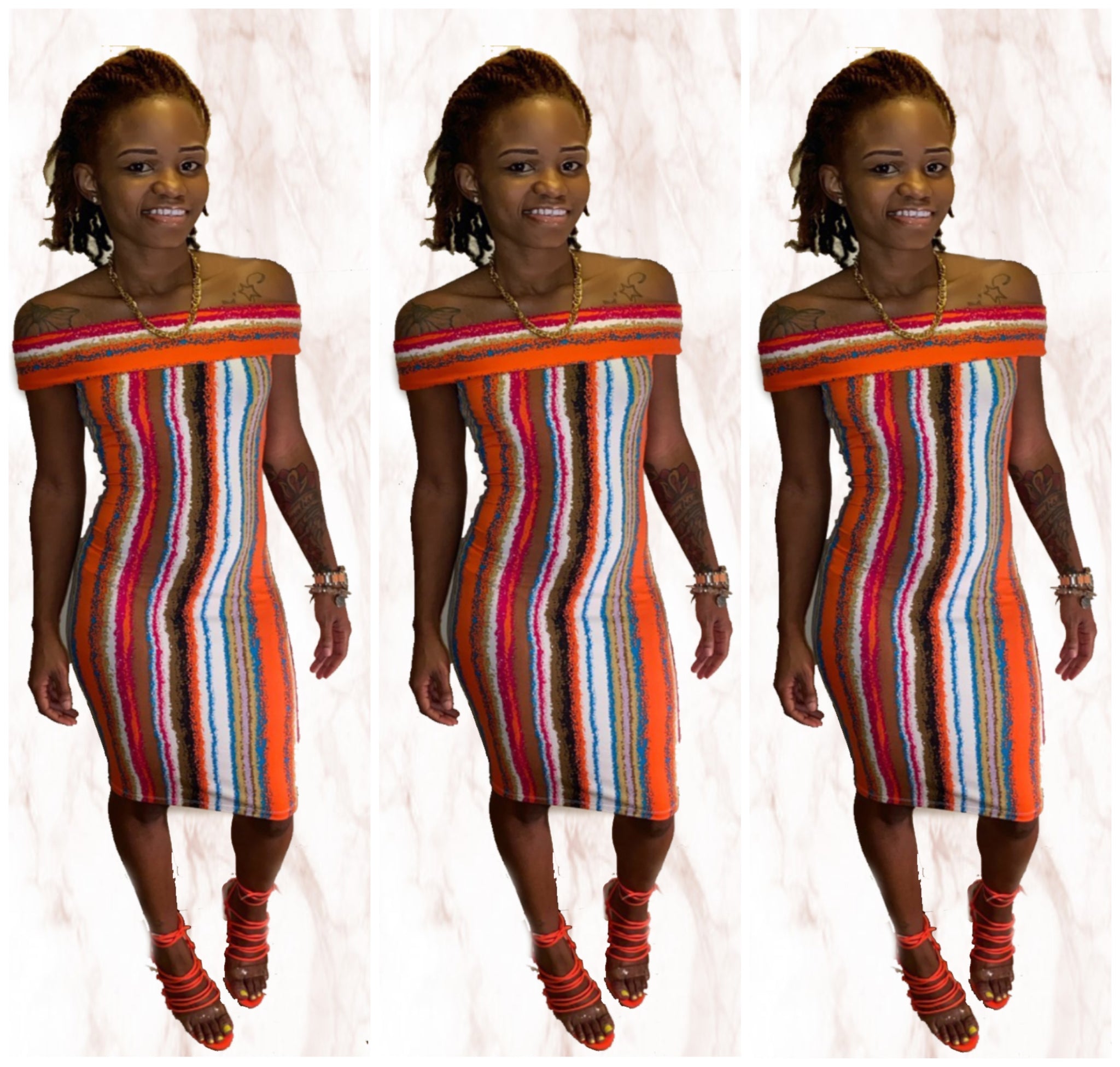 Orange stripe dress