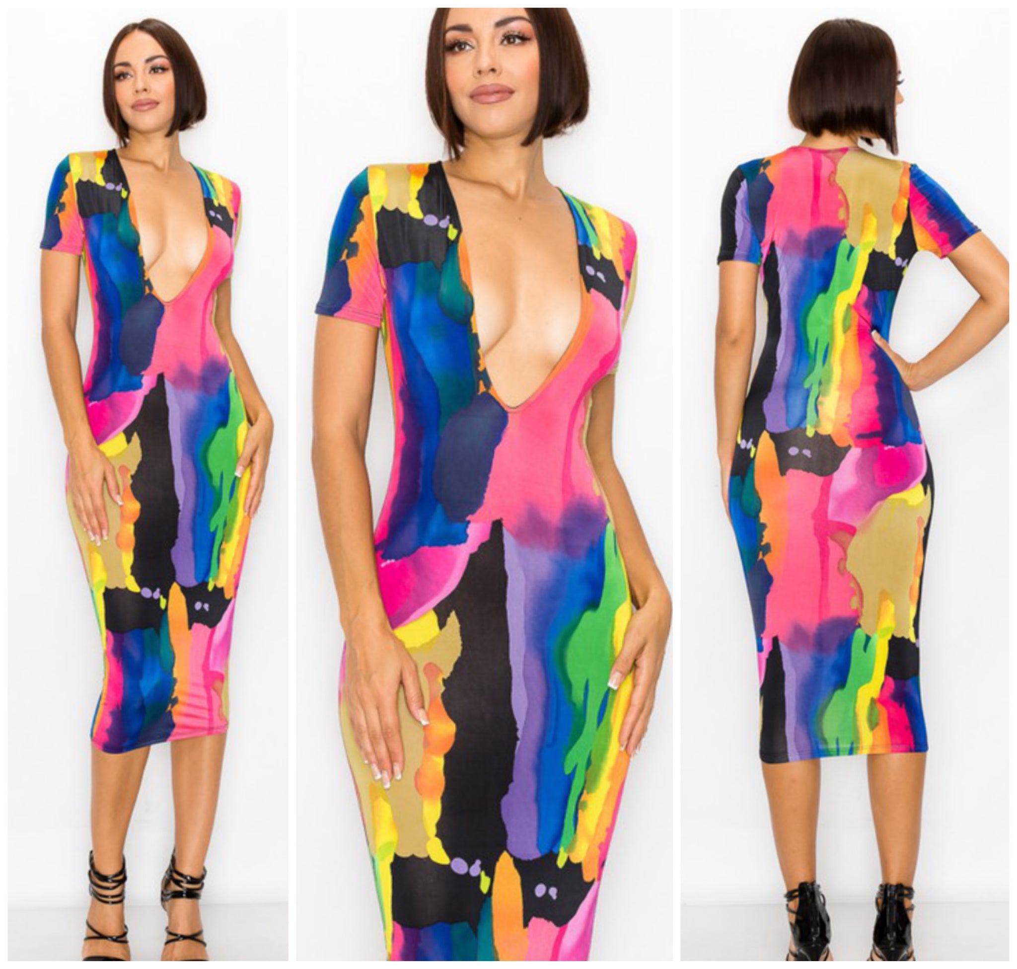 MULTI COLOR MIDI DRESS